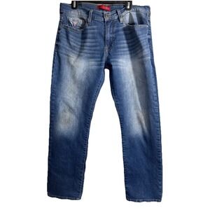 Guess Jeans Mens 34x30 Blue Lincoln Slim Straight Leg Faded Dark Wash Denim